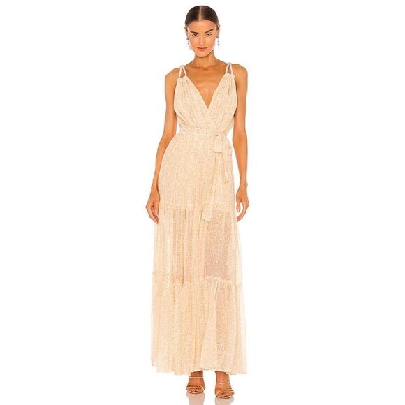 Sabina Musayev Lorelai Yellow Silk Blend Maxi Dress L yellow print - Picture 1 of 14